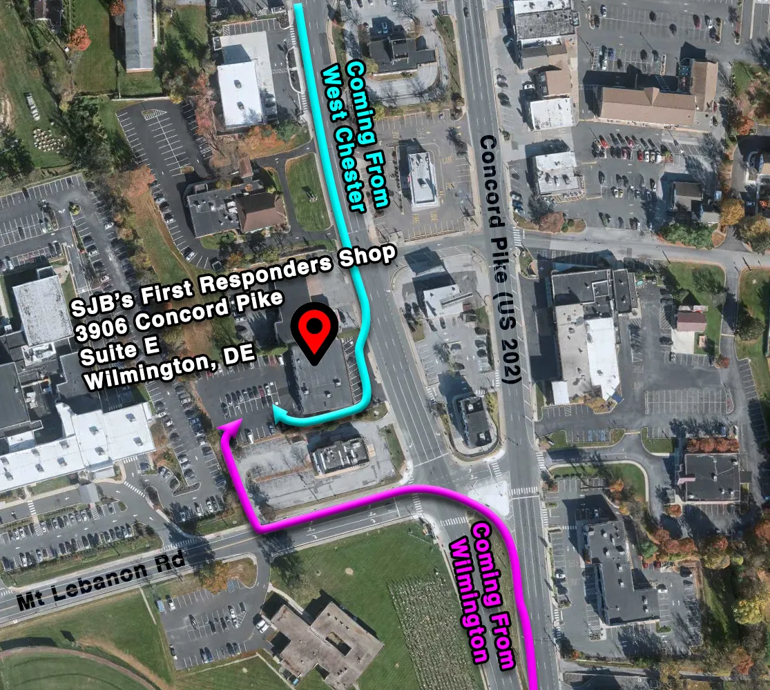 find your way to SJB First Responders Shop in Wilmington Delaware